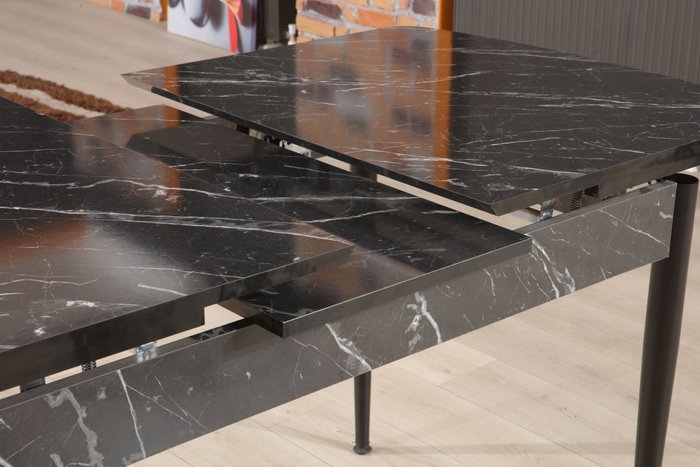 Hanah Home Trend Bendır - Mesa de comedor extensible Blanco y Negro